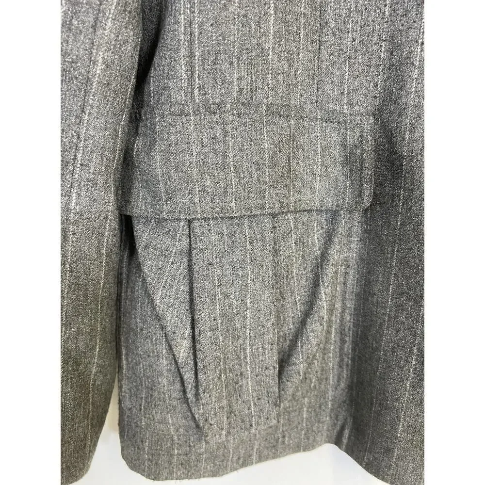 Banana Republic Wool Blazer & Removable Insulated Lining‎ Mens L Gray Pinstripe